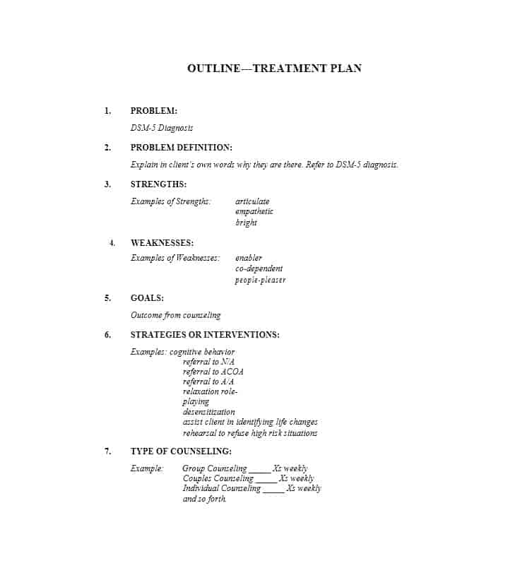 Strategic Family Therapy Treatment Plan Example